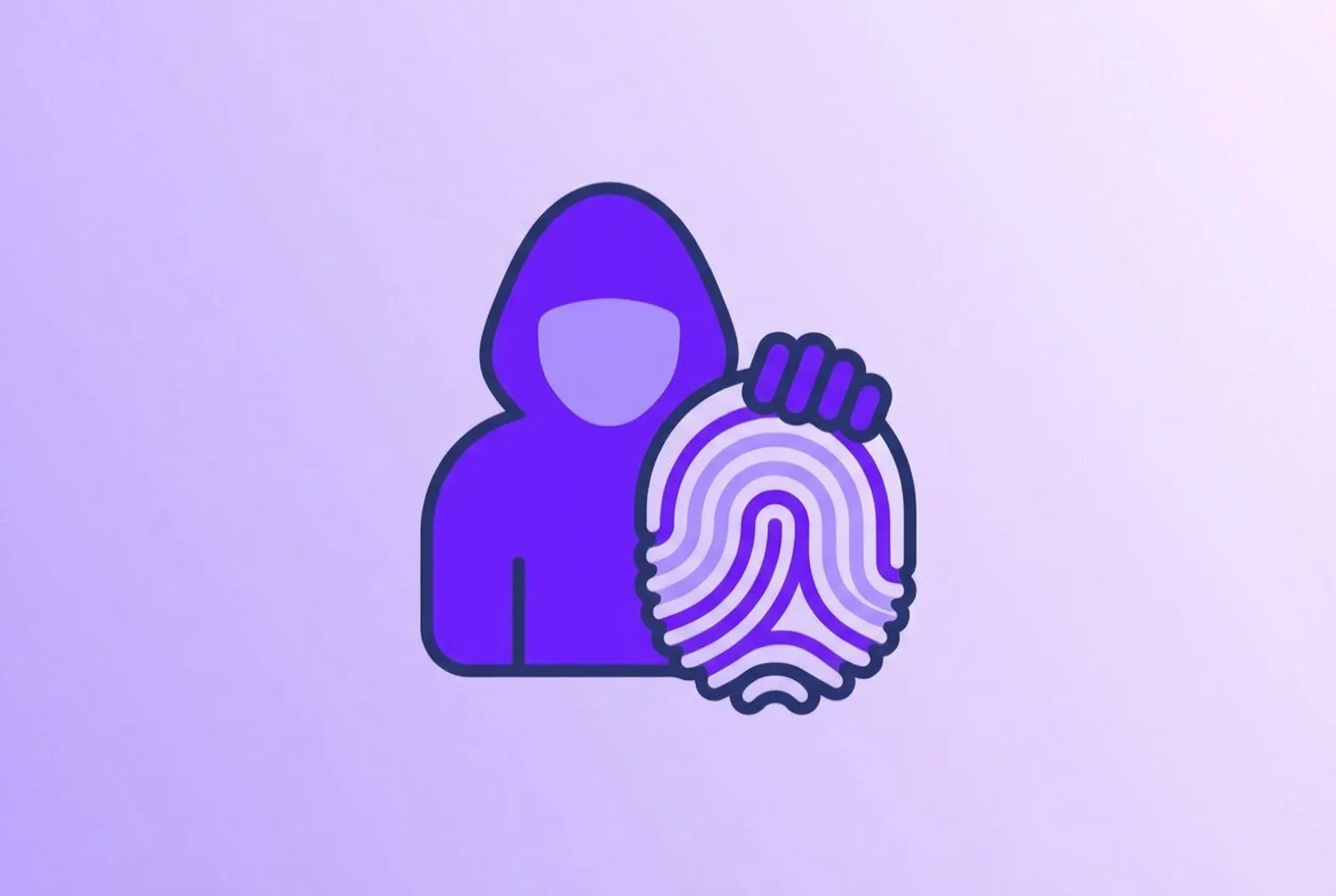 The image of an hacker of a fingerprint in the hand.